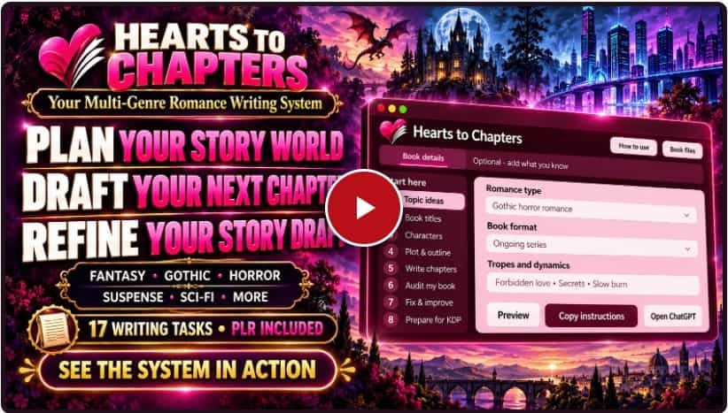 Hearts to Chapters Complete System – romance writing PLR product